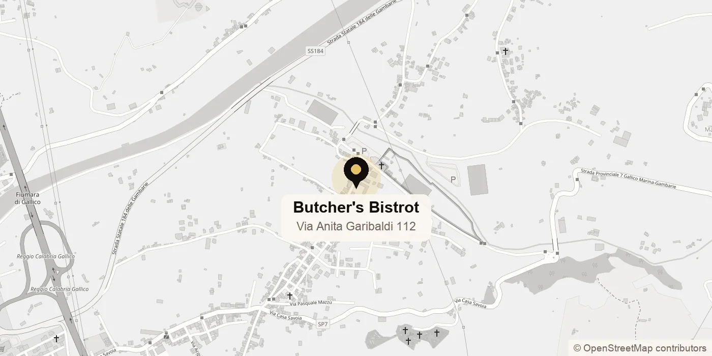 Mappa di Gallico Superiore con la posizione di Butcher's Bistrot in Via Anita Garibaldi 112