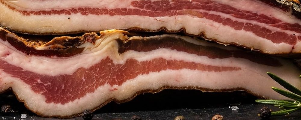 Fette di pancetta tesa stagionata